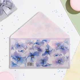 Конверт для денег "Поздравляем!" фиалки, 16,5 х 8 см (комплект 5 шт)