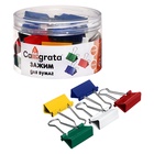 Набор зажимов для бумаг цветных 32 мм, 24 штук, 5 цветов, в пластиковой тубе - Фото 2