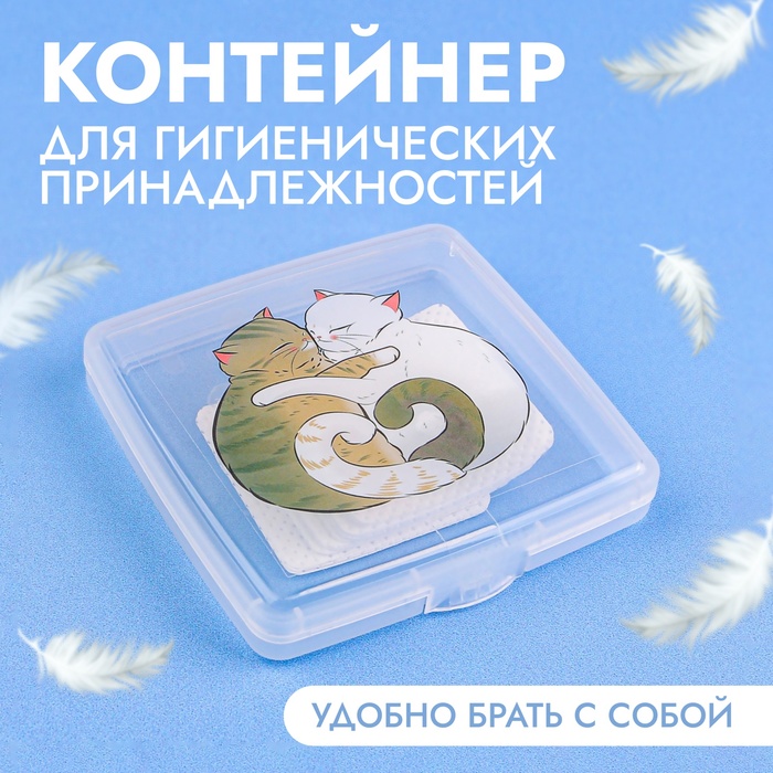 Органайзер для хранения гигиенических принадлежностей «Котики», 9.5×9.5×1.5 см, прозрачный - Фото 1