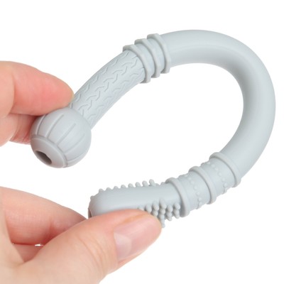 Прорезыватель силиконовый M&B, логопедический, от 3 мес., серый