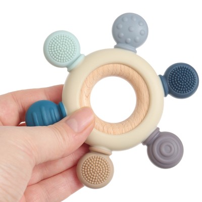 Прорезыватель силиконовый M&B «Массажер», серый/фиолетовый