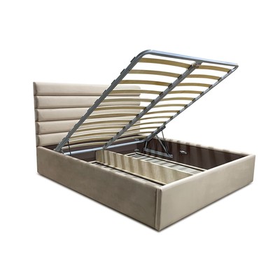 Кровать двуспальная «Фрейм Модерн», с подъёмным механизмом, 2000×2000 мм, велюр vivaldi, цвет бежевый