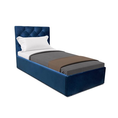 Кровать односпальная «Фрейм каретная стяжка», с подъёмным механизмом, 900×2000 мм, велюр vivaldi, цвет синий