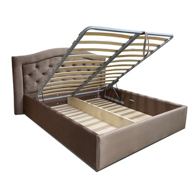 Кровать двуспальная «Фрейм Бэнд», с подъёмным механизмом, 2000×2000 мм, велюр vivaldi, цвет светло - коричневый