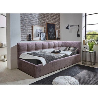 Кровать с ПМ "Фрейм Клетка", Ткань Vivaldi пастельно-фиолетовый 900x2000(левая)