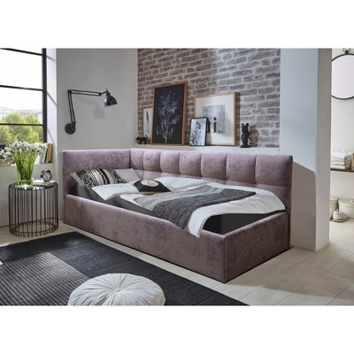 Кровать с ПМ "Фрейм Клетка", Ткань Vivaldi пастельно-фиолетовый 900x2000(правая)