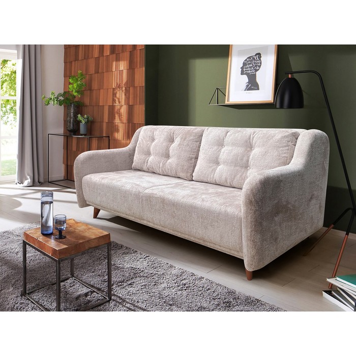 Диван прямой «ХАЙТ 1», спальное место 1400×2000 мм, ткань велюр, цвет бежевый аляска бейдж - Фото 1