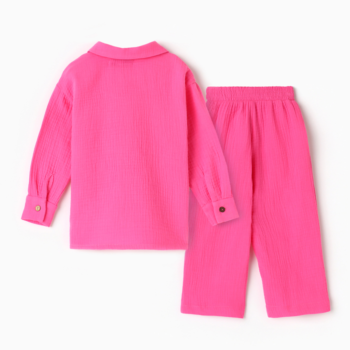 Костюм (рубашка и брюки) детский KAFTAN "Муслин", р.32 (110-116см) розовый