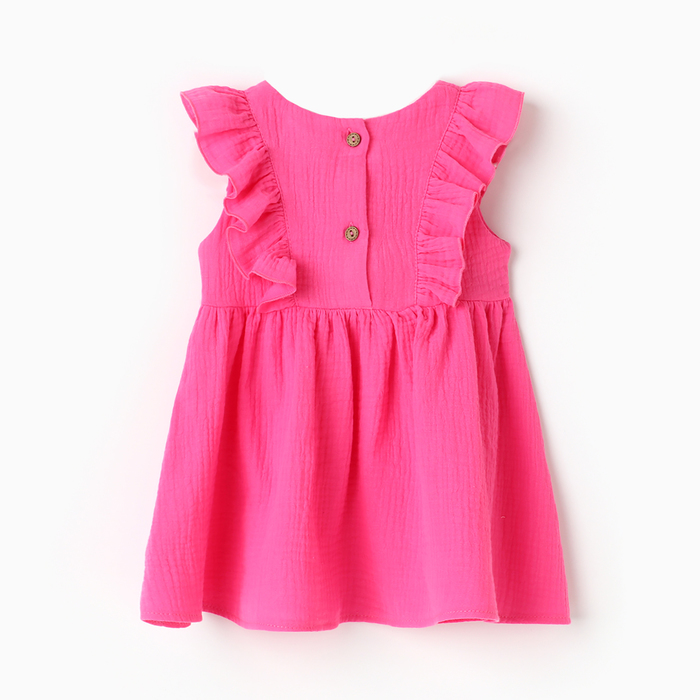 Платье детское с рюшей KAFTAN "Муслин", р.32 (110-116 см), ярко-розовый
