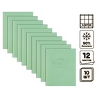 Комплект тетрадей из 10 штук, 12 листов в клетку КПК "Зелёная обложка", 58-63 г/м2, блок офсет, белизна 90% - фото 321489936