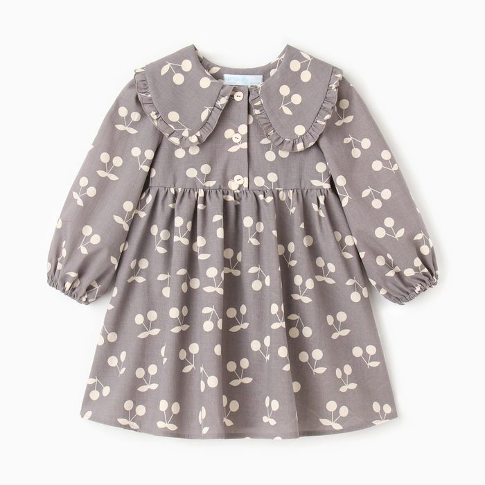 Платье для девочки с воротником KAFTAN: Summer cotton, серое, рост 86-92 см