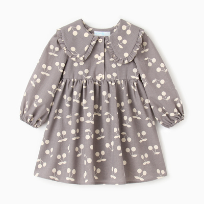 Платье для девочки с воротником KAFTAN: Summer cotton, серое, рост 122-128 см