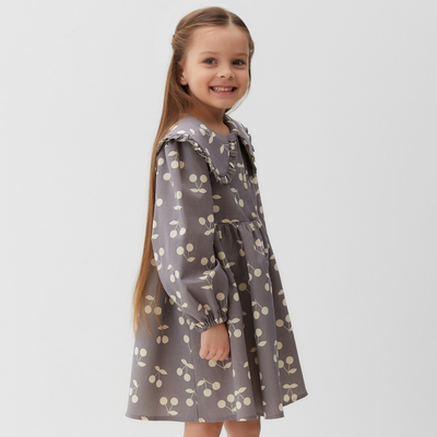 Платье для девочки с воротником KAFTAN: Summer cotton, серое, рост 122-128 см