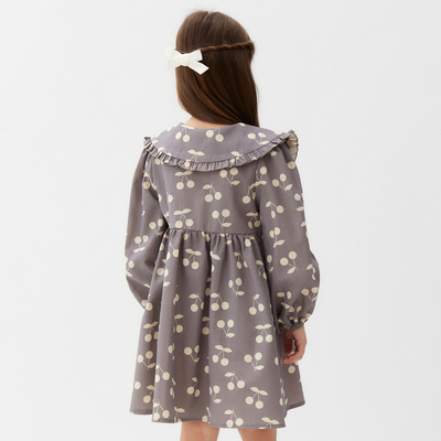 Платье для девочки с воротником KAFTAN: Summer cotton, серое, рост 122-128 см