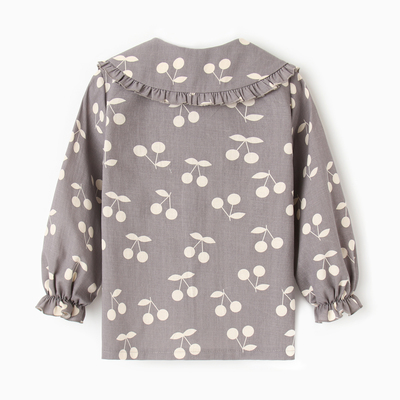 Рубашка для девочки с воротником KAFTAN, серая, размер 34 (122-128 см)