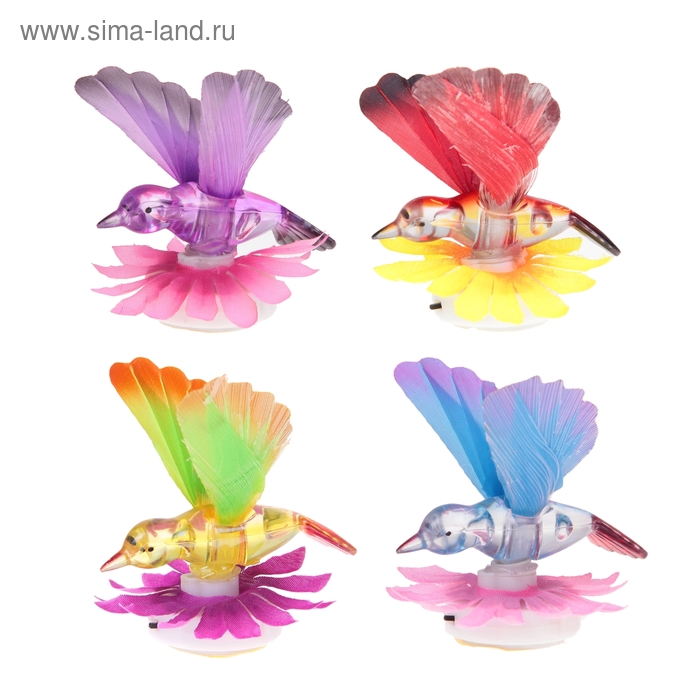 Колибри световая на цветочке, цвета МИКС - Фото 1