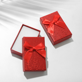 Коробочка подарочная под серьги/кулон/кольцо «Блестящие сердца», 5×8, цвет красный (комплект 6 шт)