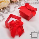 Коробочка подарочная под кольцо "Блестящие сердца", 5*5 (размер полезной части 4,5х4,5см), цвет красный - Фото 1