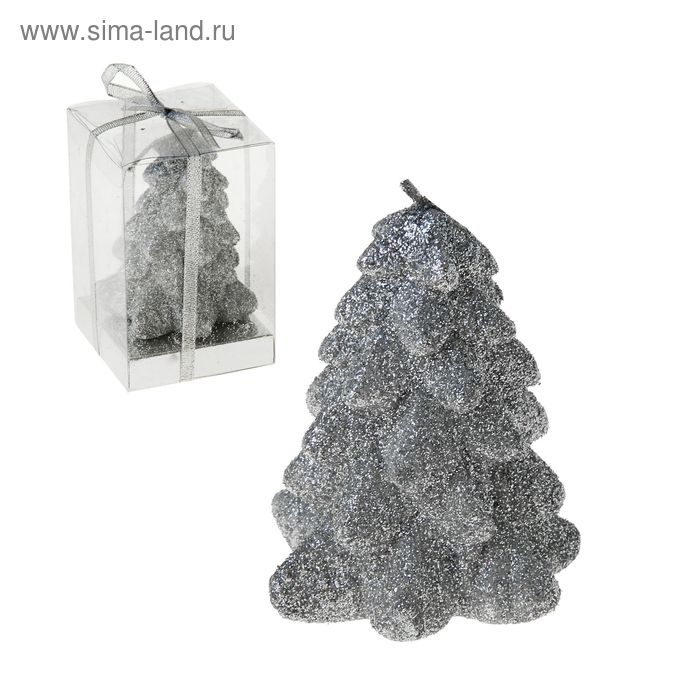 Свеча восковая "Ёлочка", цвет серебро - Фото 1