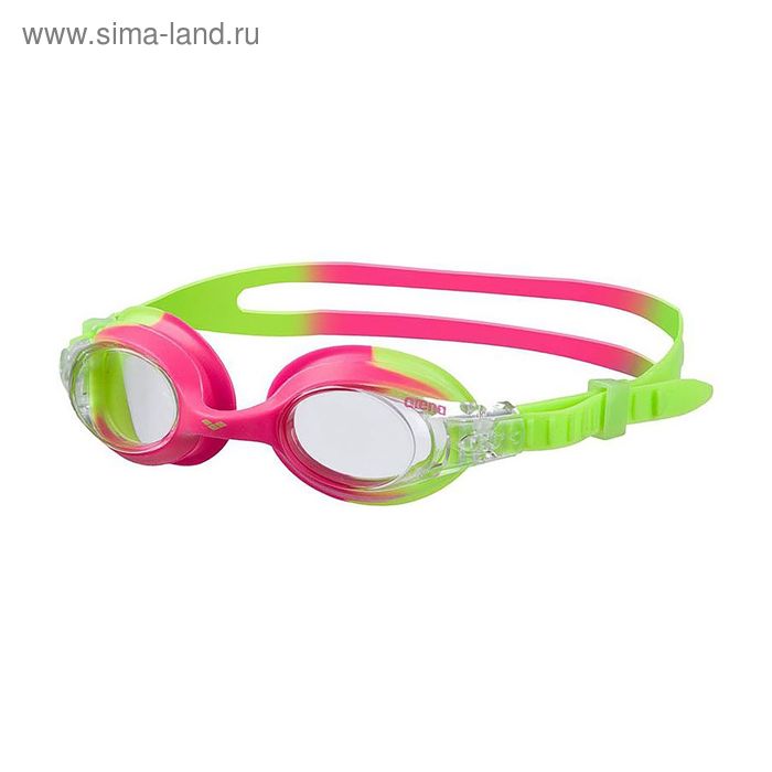 Очки для плавания детские ARENA X-lite Kids, прозрачные линзы, розово-салатовая оправа - Фото 1