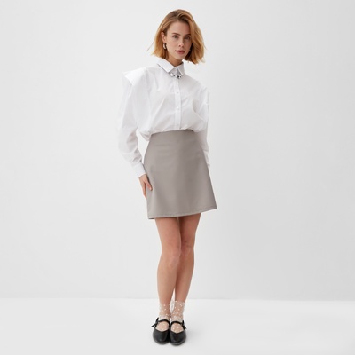 Юбка мини женская MINAKU: Casual Collection, бежевая, размер 48