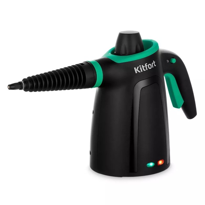 Пароочиститель Kitfort KT-9170-2, 1050 Вт, 0.38 л, 30 г/мин, нагрев 3 мин, чёрно-зелёный
