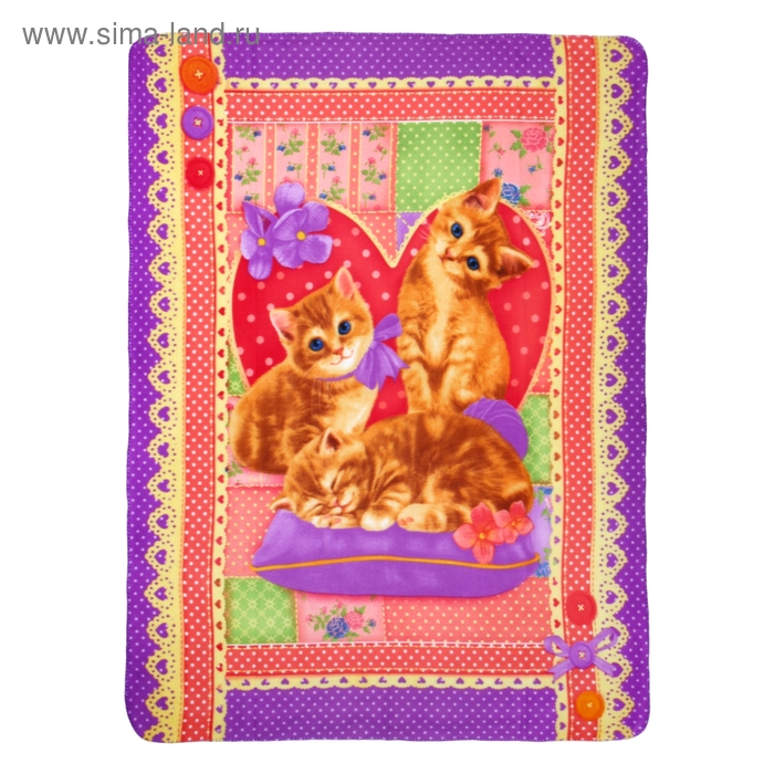 Плед "Collorista" Кошки 130х170 см, 100% п/э флис, 180 гр/м2 - Фото 1