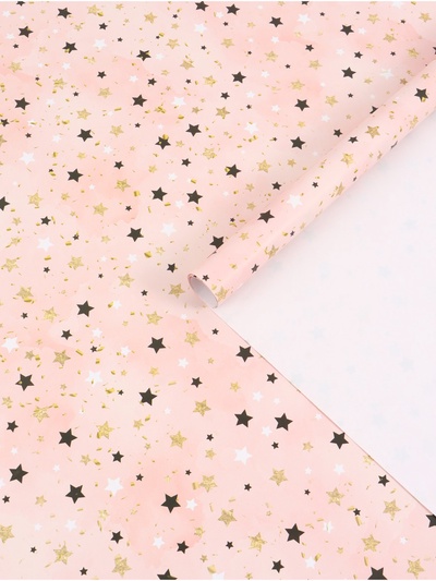 Бумага упаковочная глянцевая «Звезды», розовая, 70×100 см, 1 лист