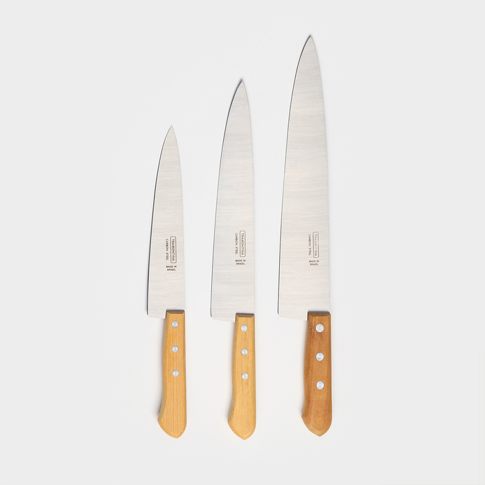 Набор кухонных ножей "Поварская тройка TRAMONTINA Carbon ", лезвие 20 см, 25 см, 30см - Фото 1