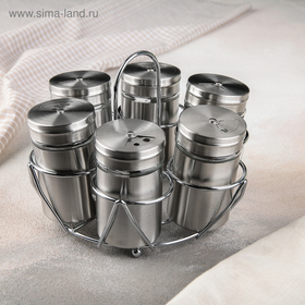 УЦЕНКА Набор для специй на подставке из 6 предметов «Универсал», 15×12 см 10453248