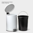 Ведро мусорное с педалью Stölz, 12 л, нержавеющая сталь, белое - Фото 3