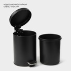 Ведро мусорное с педалью Stölz, 3 л, нержавеющая сталь, чёрное - Фото 3