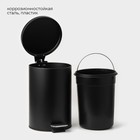 Ведро мусорное с педалью Stölz, 12 л, нержавеющая сталь, чёрное - Фото 3