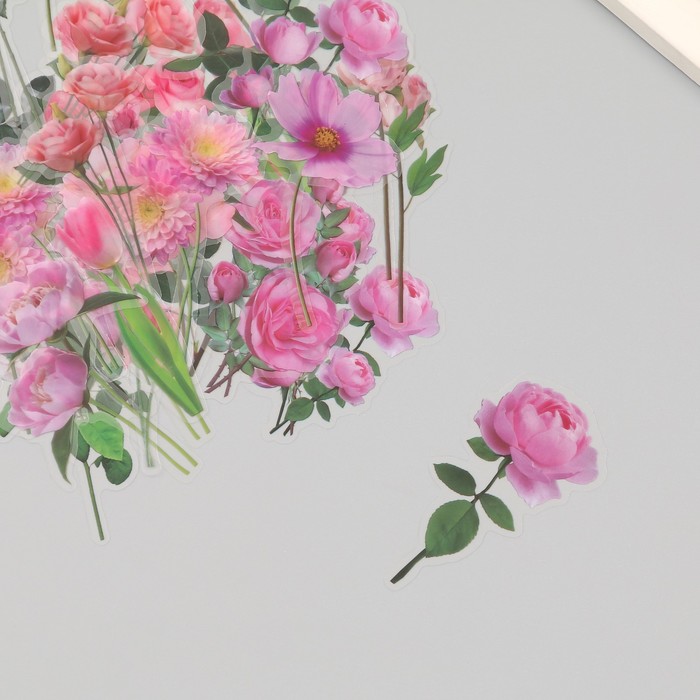Наклейки пластик "Весенние цветы. Розовые" набор 40 шт 15х8 см