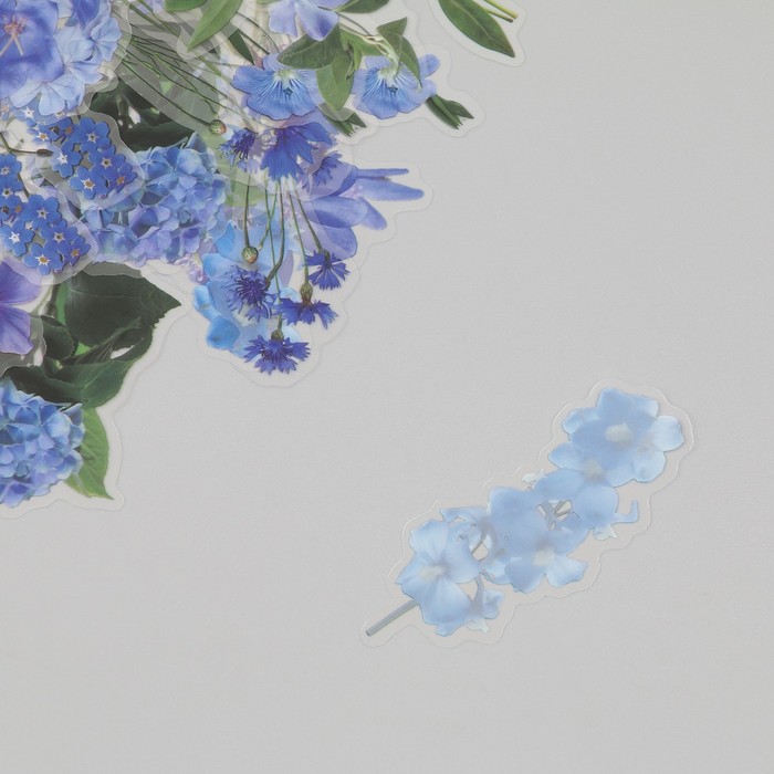 Наклейки пластик "Весенние цветы. Голубые" набор 40 шт 15х8 см
