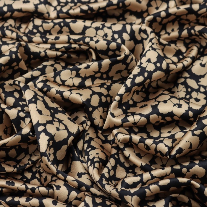 Ткань плательная сатин набивной, ширина 150 см, цвет чёрный - Фото 1