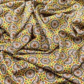 Ткань плательная сатин набивной, ширина 150 см, цвет жёлтый