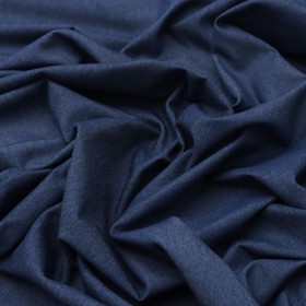 Ткань костюмная джинс гладкокрашеная, ширина 160 см, цвет тёмно-синий