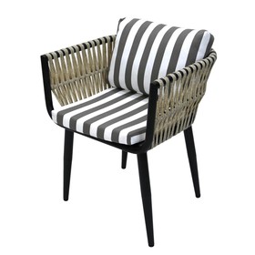 Кресло к набору "Монте-Карло" каркас черный, в полоску, 58 х 58 х 78 см