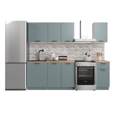 Кухонный гарнитур прямой Simple, без столешницы, 1800 мм, цвет пыльный зелёный