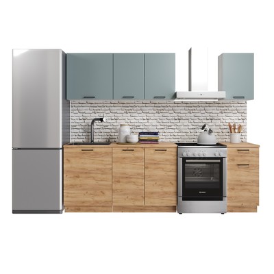 Кухонный гарнитур прямой Simple, без столешницы, 1800 мм, цвет пыльный зелёный/дуб золотой крафт