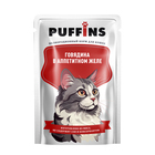 Влажный корм "Puffins" для кошек, говядина в желе, 75 г - Фото 1