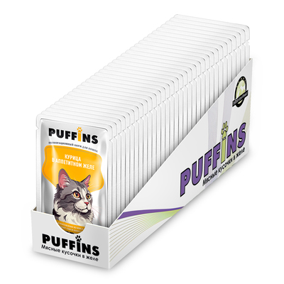 Влажный корм Puffins для кошек, курица в желе, 75 г