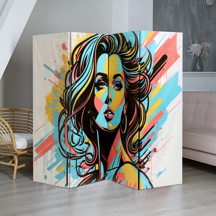 Ширма "Pop Art. Девушка, стрит арт", 200х160 см
