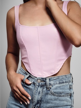 Корсет женский кожаный MIST, размер XS, розовый