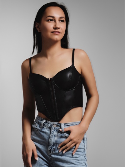 Корсет женский кожаный MIST, размер 40 (XS), чёрный