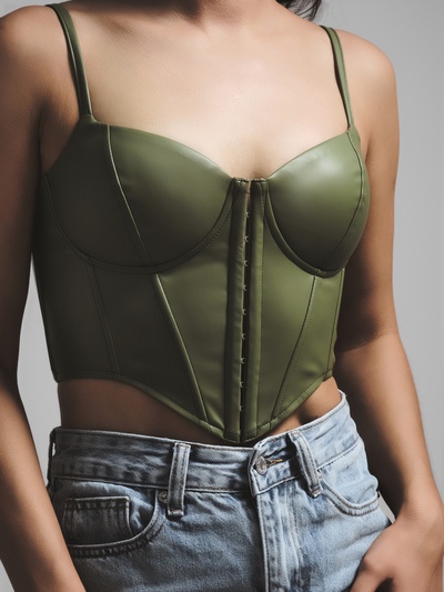 Корсет женский кожаный, MIST, р. S, хаки