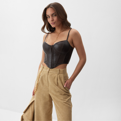 Корсет женский кожаный MIST, размер L, коричневый