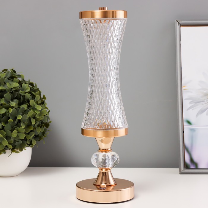 Настольная лампа сенсорная «Билди» LED 3 Вт 3000-6000К USB АКБ диммер золото 9.5×9.5×29.5 см