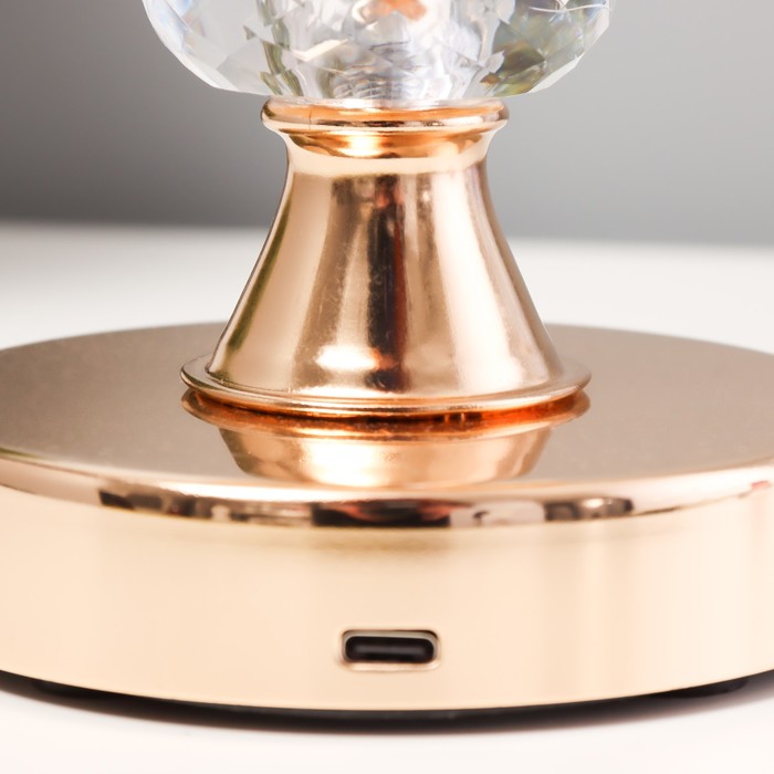 Настольная лампа сенсорная "Билди" LED 3Вт 3000-6000К USB АКБ диммер золото 9,5х9,5х29,5 см   102220